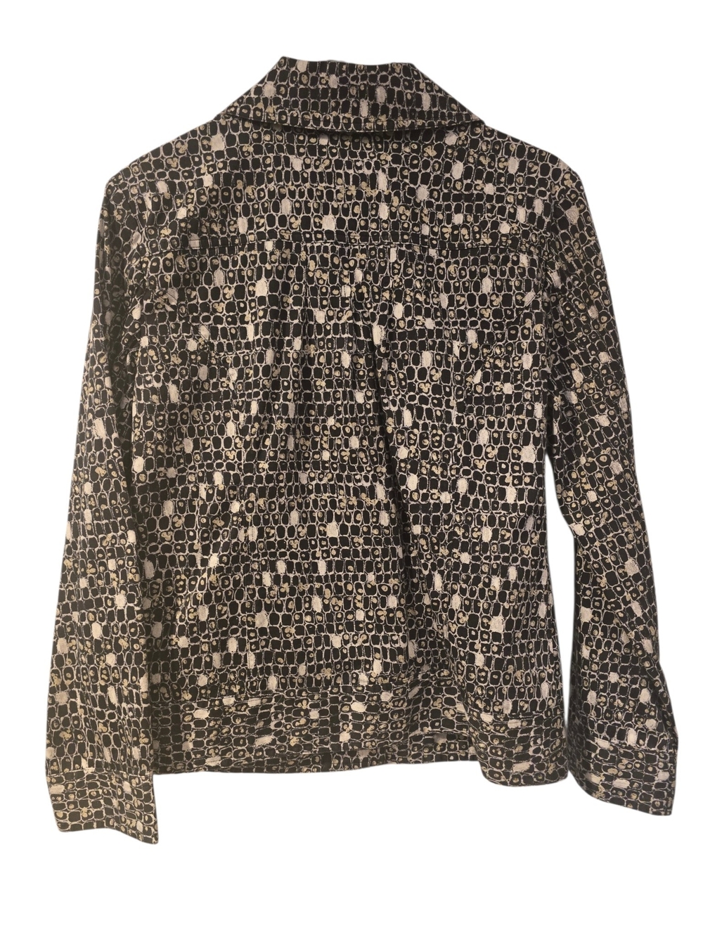 Chico’s Black & Cream Abstract Croc Print Jacket Size 0 - Picture 4 of 5